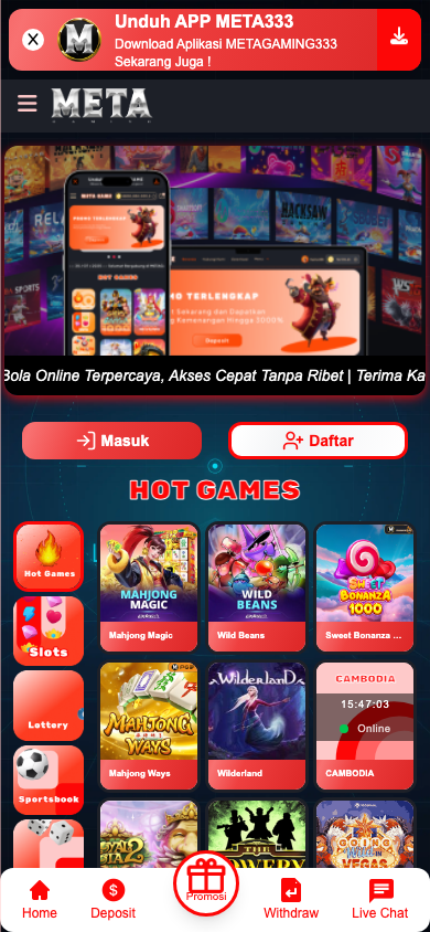Tampilan mobile situs METAGAMING333